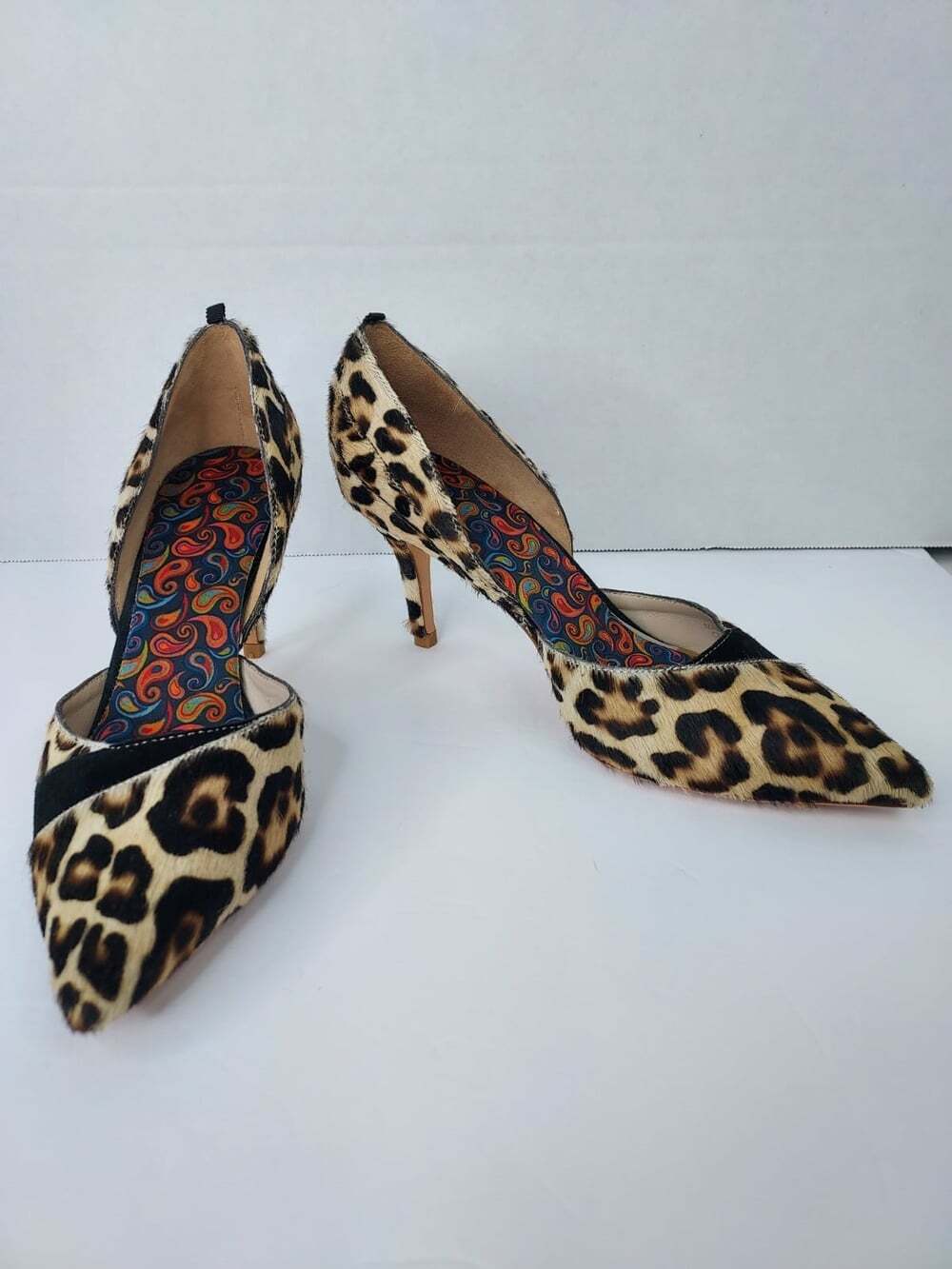 Boden Henrietta Courts US 5.5 Calf Hair Leopard Print Pointed Toe Stiletto Heels